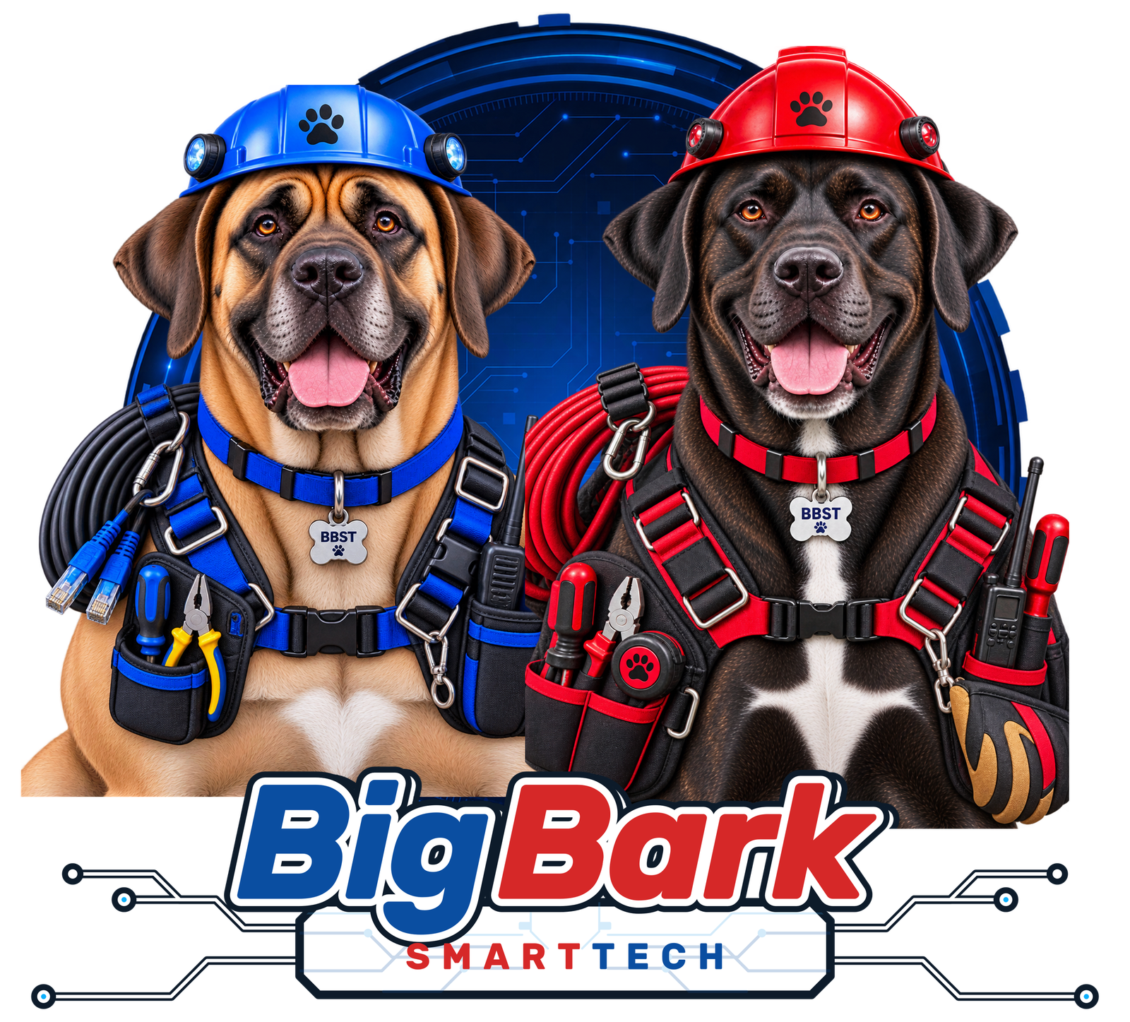 Big Bark Smart Tech mascots and logo